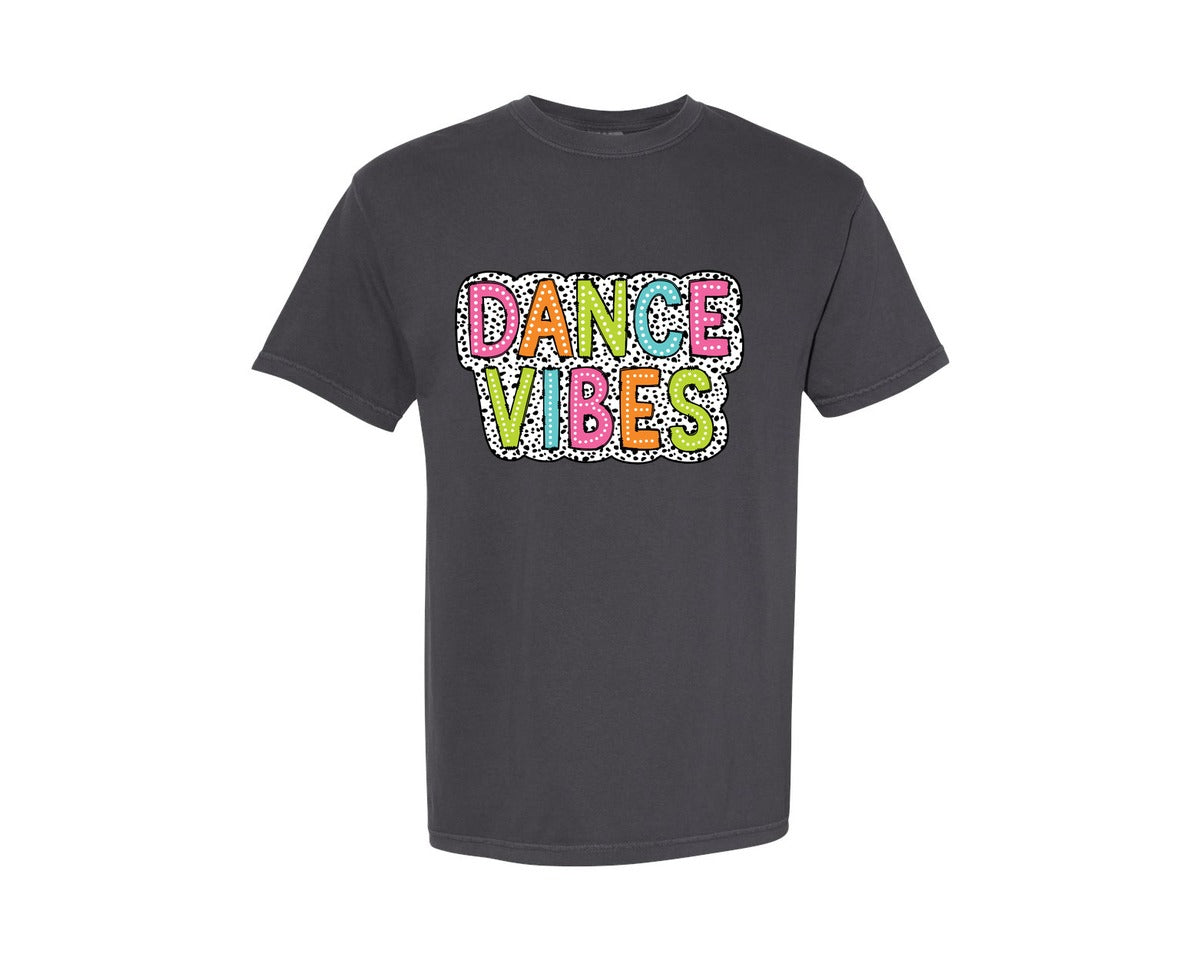 brand:Comfort Colors|color:Graphite|Dance Vibes Dalmatian Dots Doodle Graphic T-Shirt