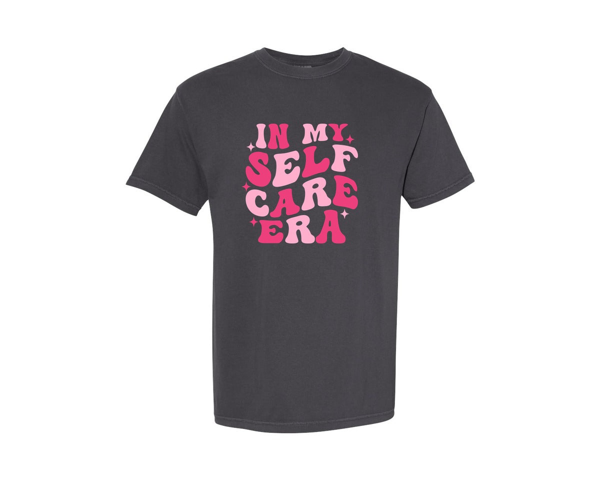 brand:Comfort Colors|color:Graphite|In My Self Care Era Retro T Shirt Graphic T-Shirt