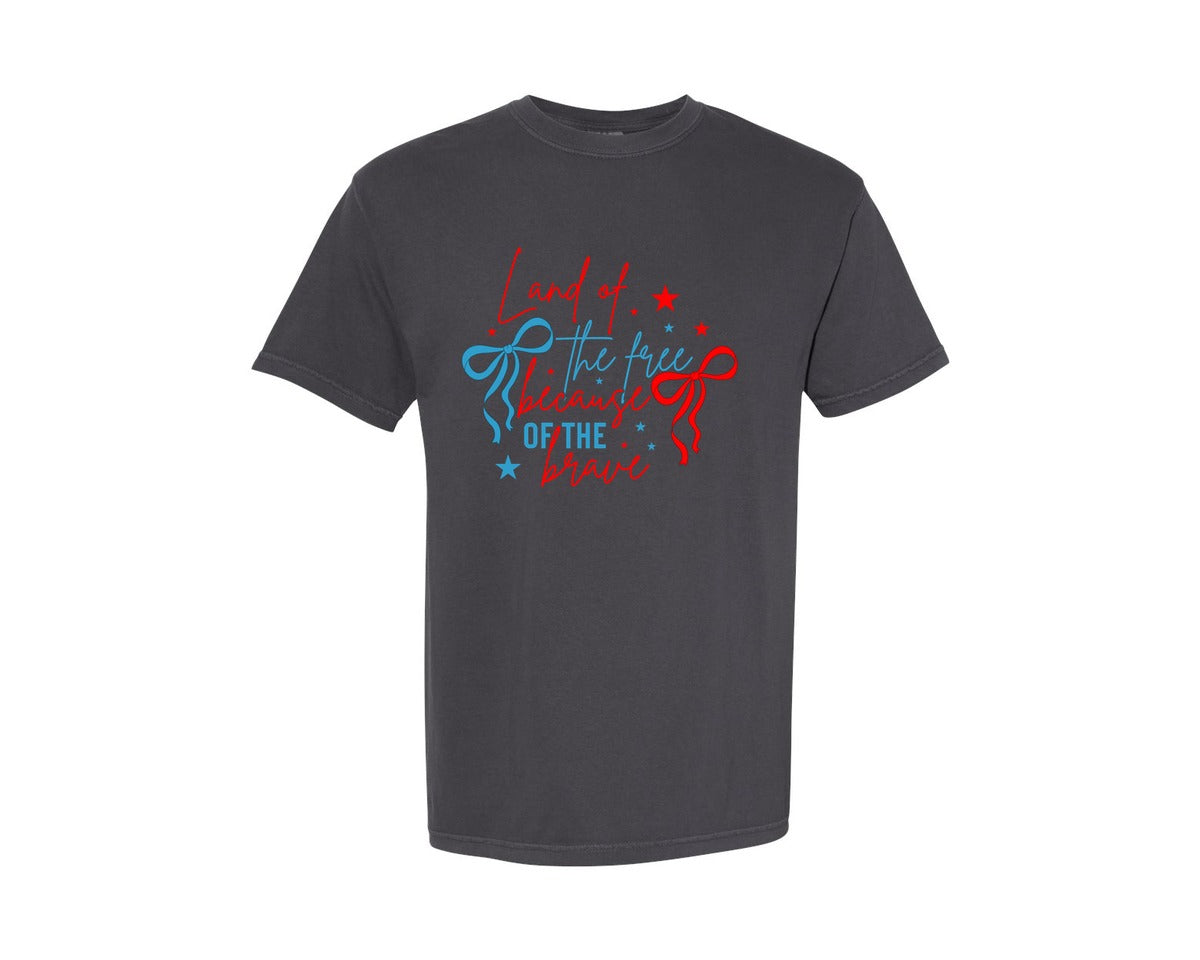 brand:Comfort Colors|color:Graphite|Coquette America Land Of The Free Because Graphic T-Shirt