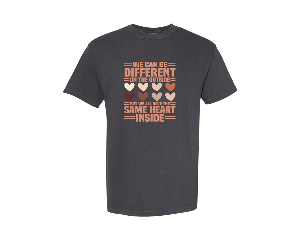 brand:Comfort Colors|color:Graphite|The Same Heart Inside Graphic T-Shirt