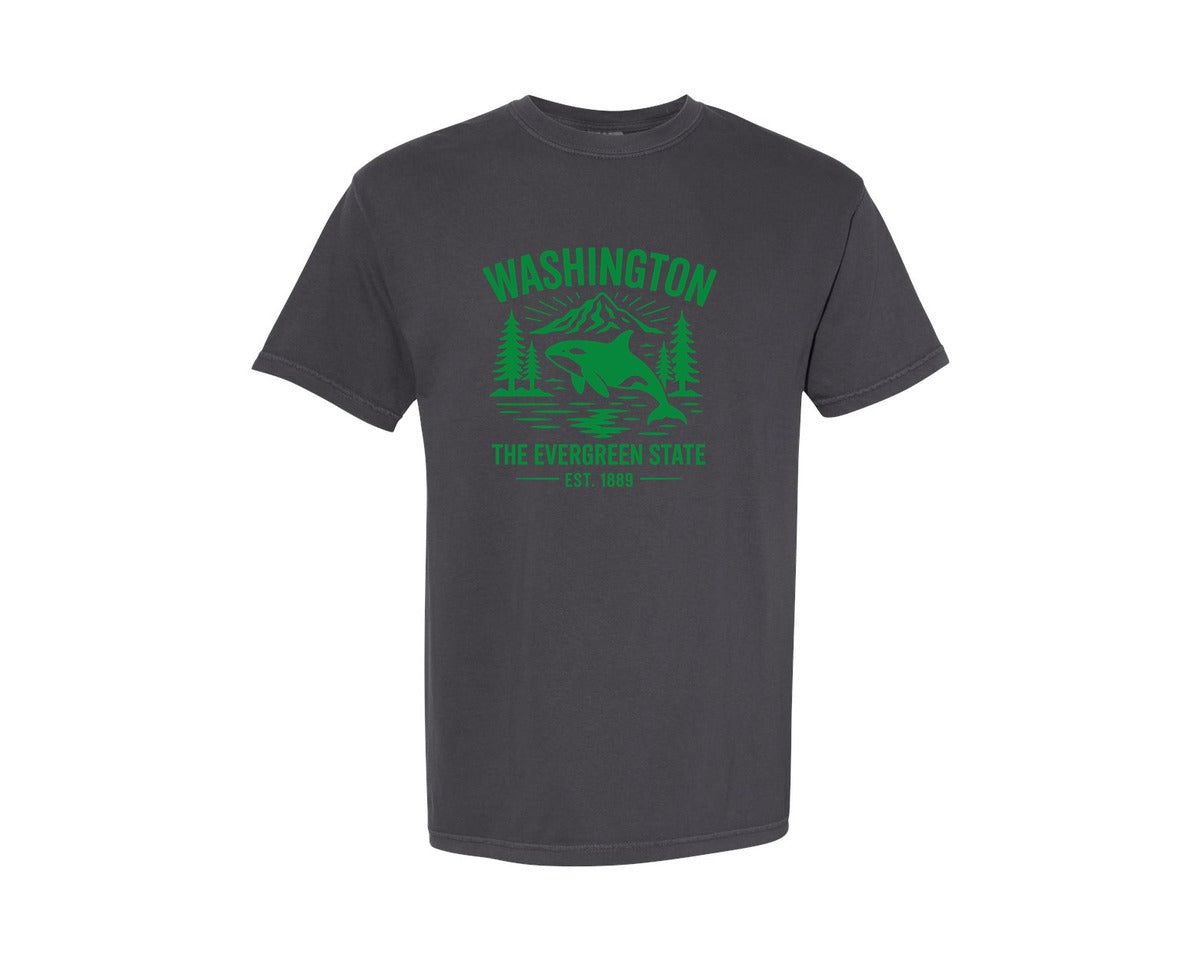 brand:Comfort Colors|color:Graphite|Washington The Evergreen State 2 Graphic T-Shirt