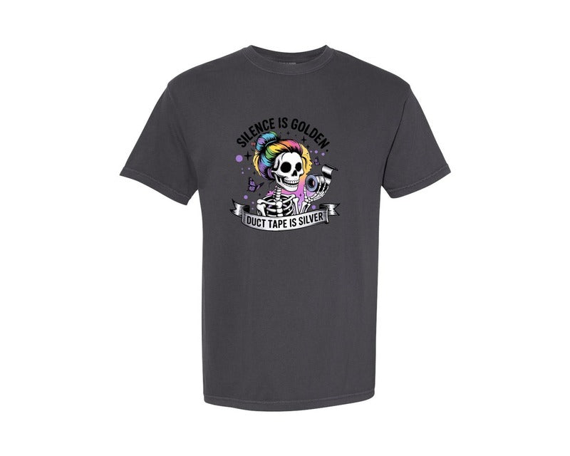 brand:Comfort Colors|color:Graphite|Rainbow Skeleton Funny Goth Quote Graphic T-Shirt