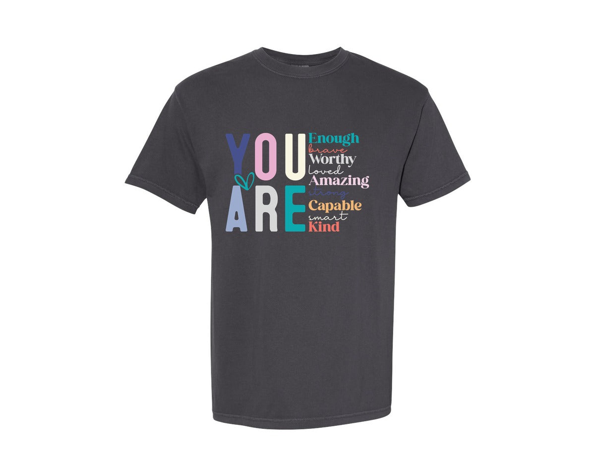 brand:Comfort Colors|color:Graphite|You Are Enough Self Love Graphic T-Shirt