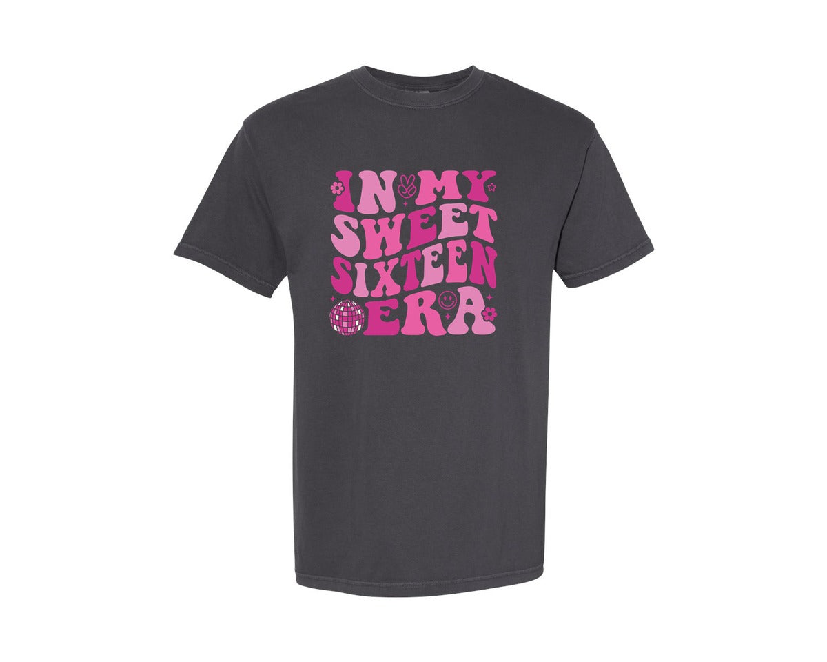 brand:Comfort Colors|color:Graphite|In My Sweet Sixteen Era 16 Birthday 2 Graphic T-Shirt