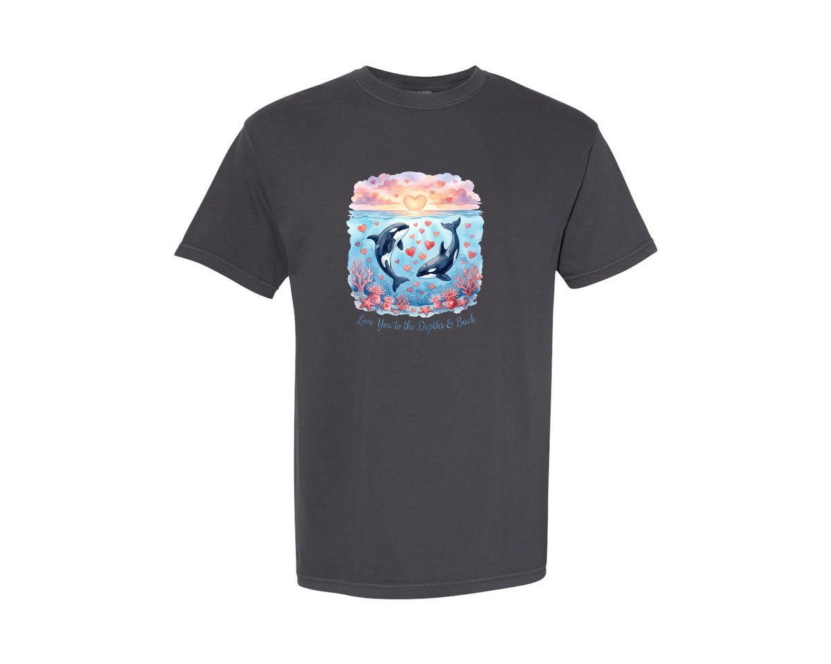 brand:Comfort Colors|color:Graphite|Orca Love Underwater Valentine Love 2 Graphic T-Shirt