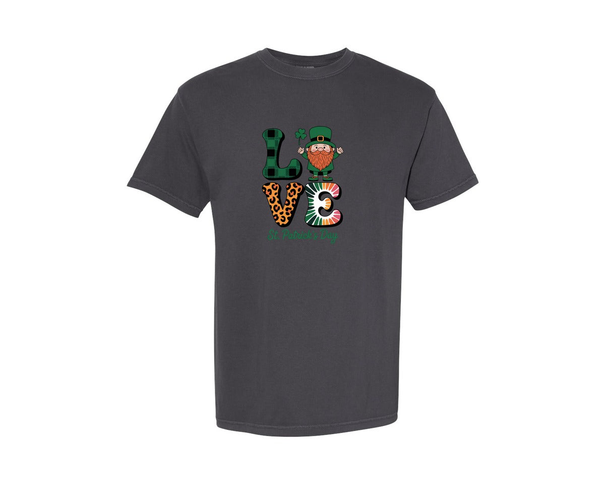 brand:Comfort Colors|color:Graphite|Love Vs St Patricks Day Leprechaun Graphic T-Shirt