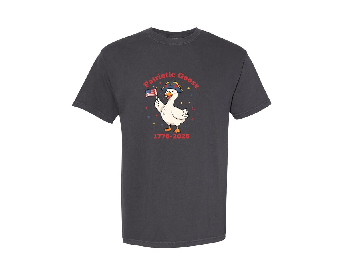 brand:Comfort Colors|color:Graphite|Patriotic Goose 1776 2026 Graphic T-Shirt