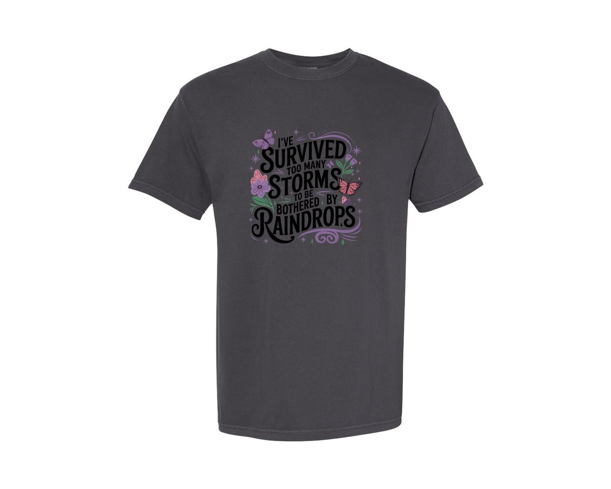 brand:Comfort Colors|color:Graphite|Survived Storms Inspirational 2 Graphic T-Shirt