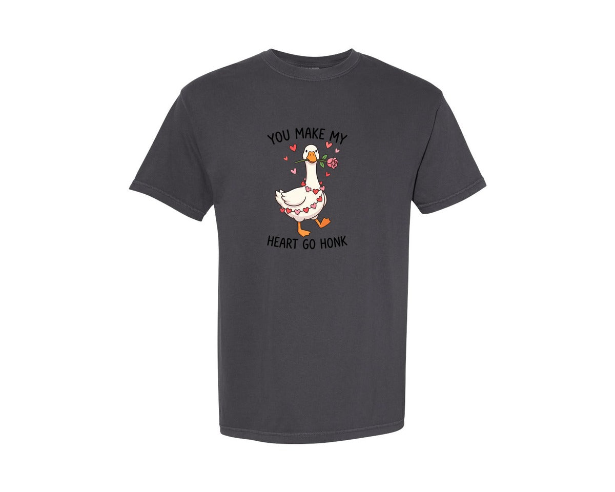 brand:Comfort Colors|color:Graphite|My Heart Go Honk Goose Valentine Graphic T-Shirt