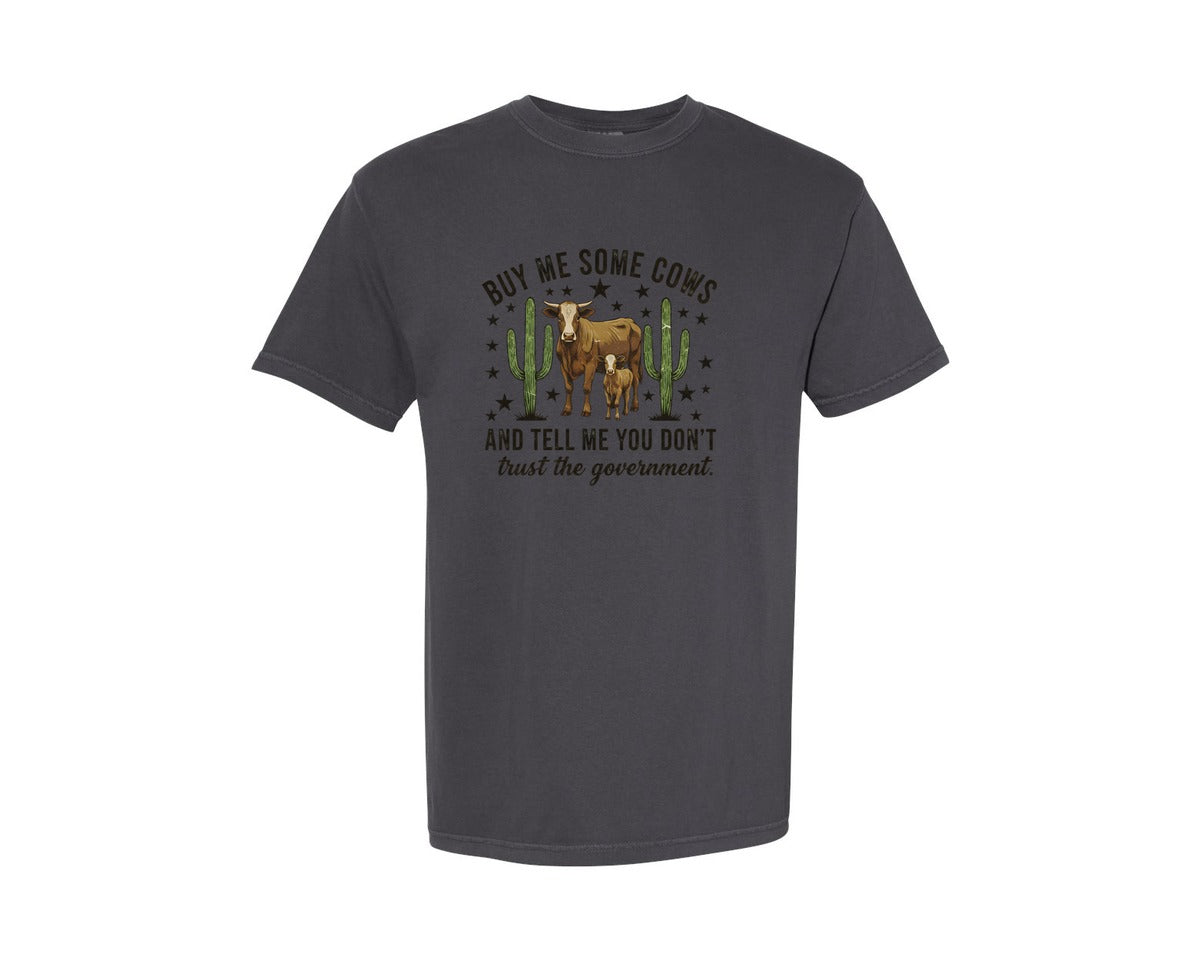 brand:Comfort Colors|color:Graphite|Buy Me Some Cows Western Graphic T-Shirt