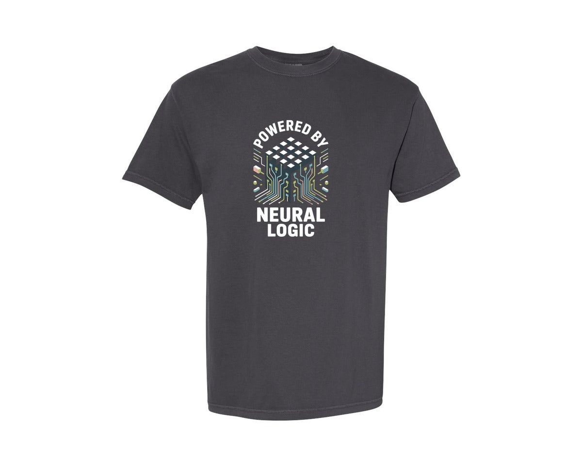 brand:Comfort Colors|color:Graphite|Powered By Neural Logic Ai Design Graphic T-Shirt