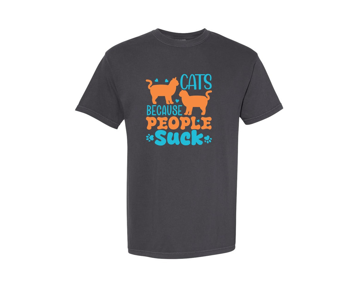 brand:Comfort Colors|color:Graphite|Cats Because People Suck T Shirt 10 Graphic T-Shirt