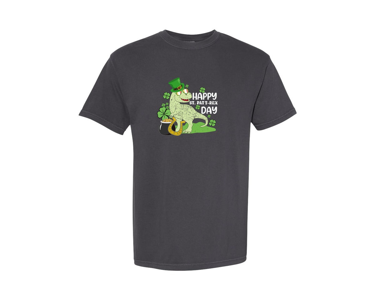 brand:Comfort Colors|color:Graphite|St Patricks T Rex Day T Shirt Design Graphic T-Shirt