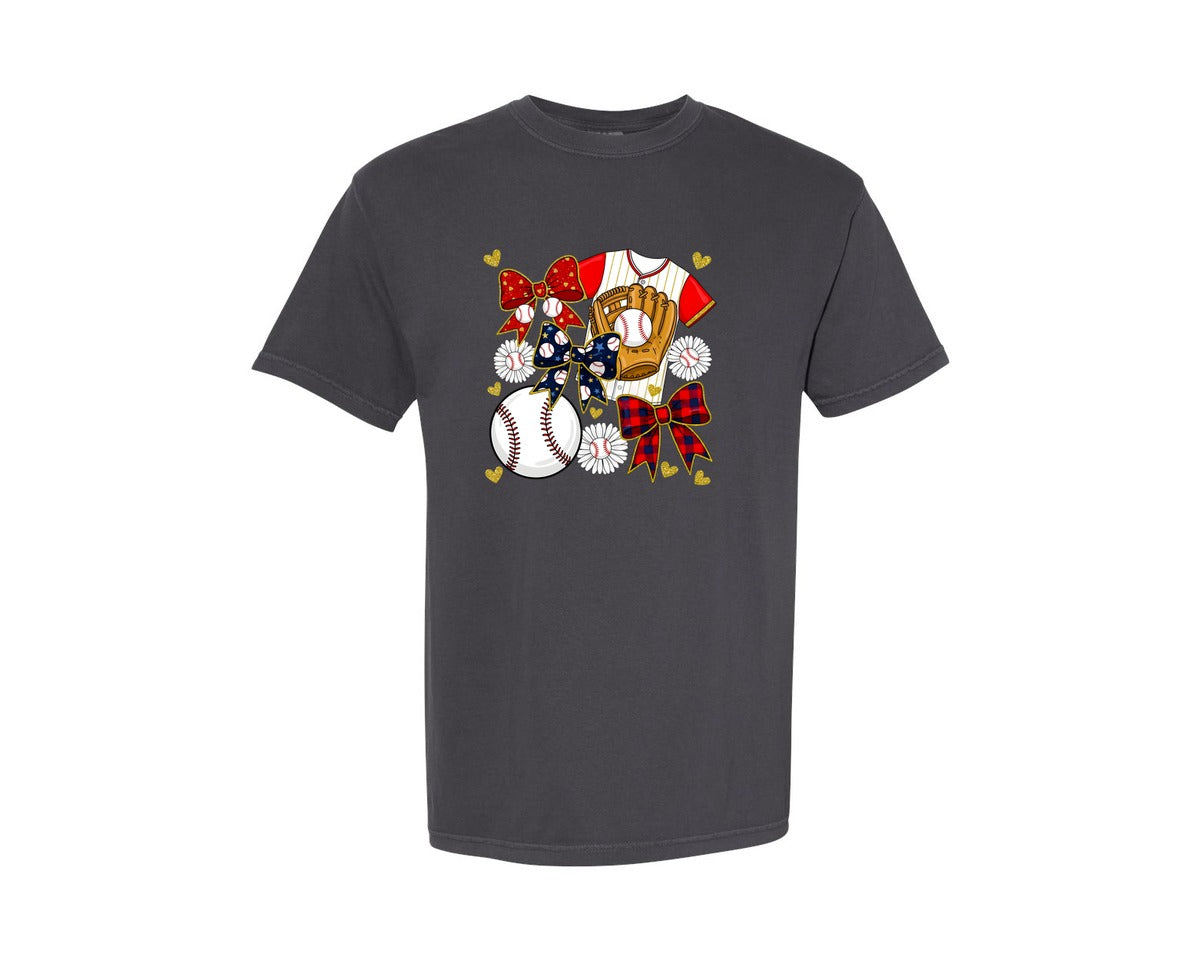 brand:Comfort Colors|color:Graphite|Baseball Coquette Game Day Baseball Graphic T-Shirt