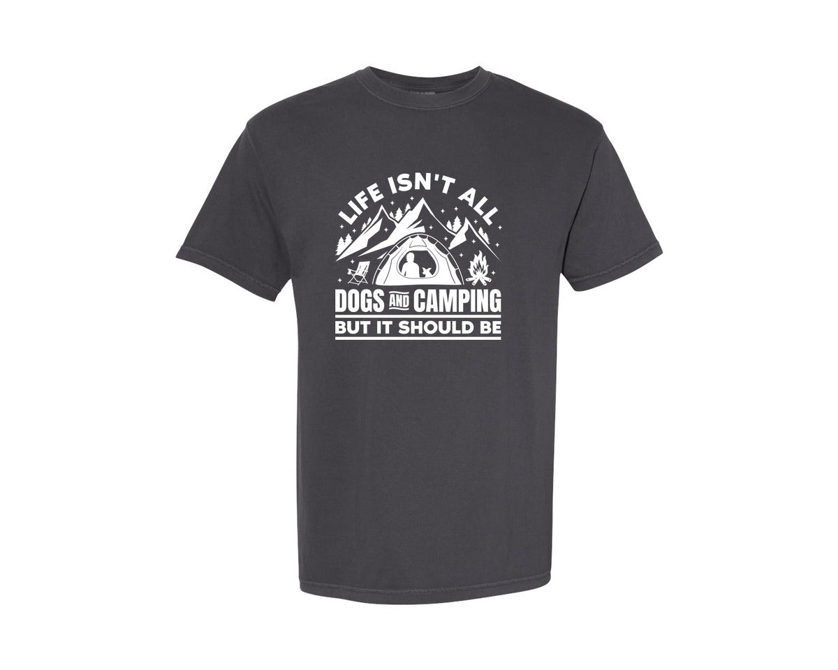 brand:Comfort Colors|color:Graphite|Outdoor Camping Gifts For Dog Lovers Graphic T-Shirt
