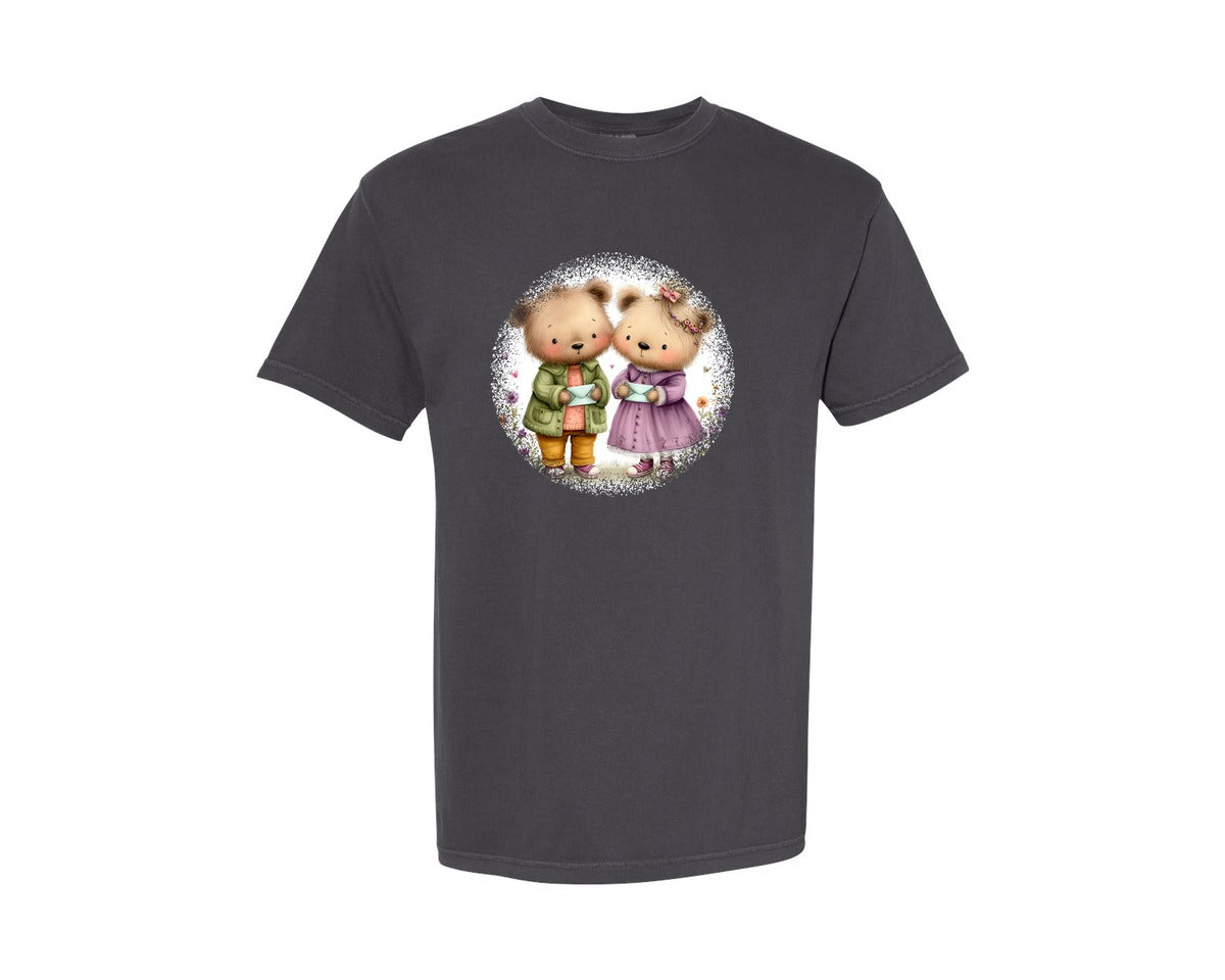 brand:Comfort Colors|color:Graphite|Couple Animals Round Tshirt 31 Graphic T-Shirt