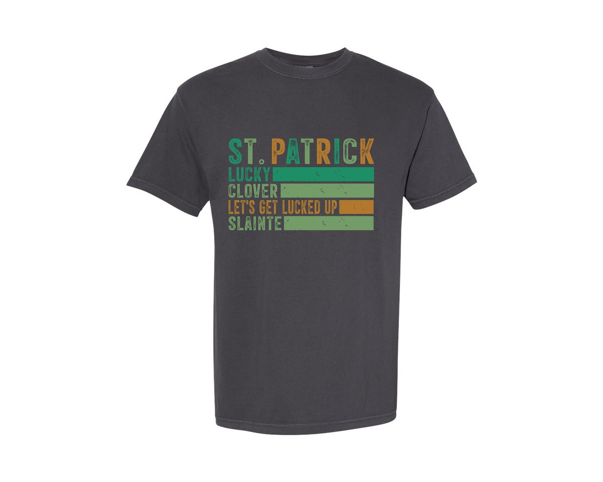 brand:Comfort Colors|color:Graphite|Retro Checkered St Patricks Day 17 Graphic T-Shirt