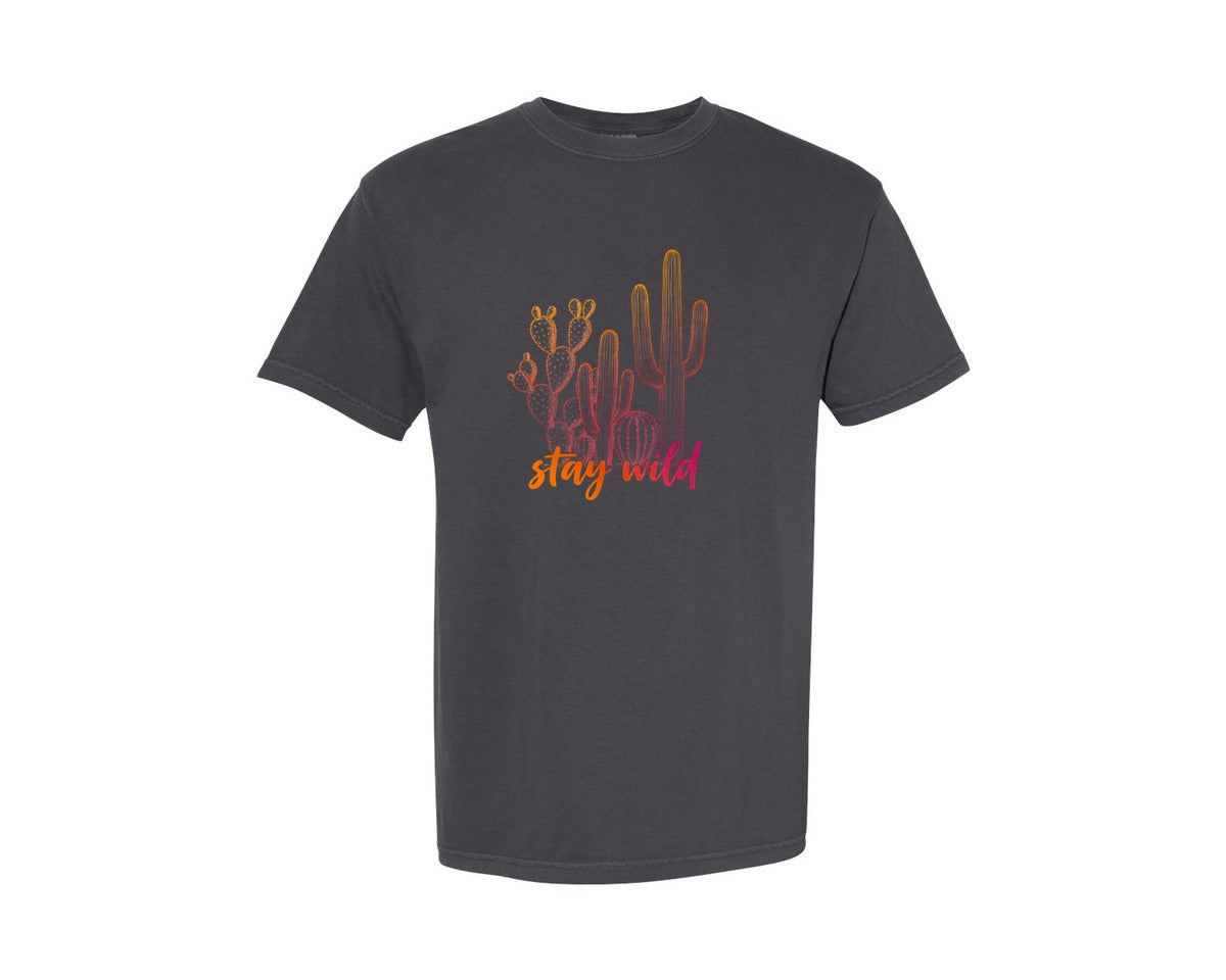 brand:Comfort Colors|color:Graphite|Western Stay Wild Cactus Graphic T-Shirt