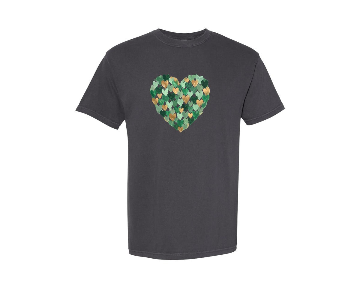 brand:Comfort Colors|color:Graphite|Hand Painted St Patricks Day Heart 2 Graphic T-Shirt