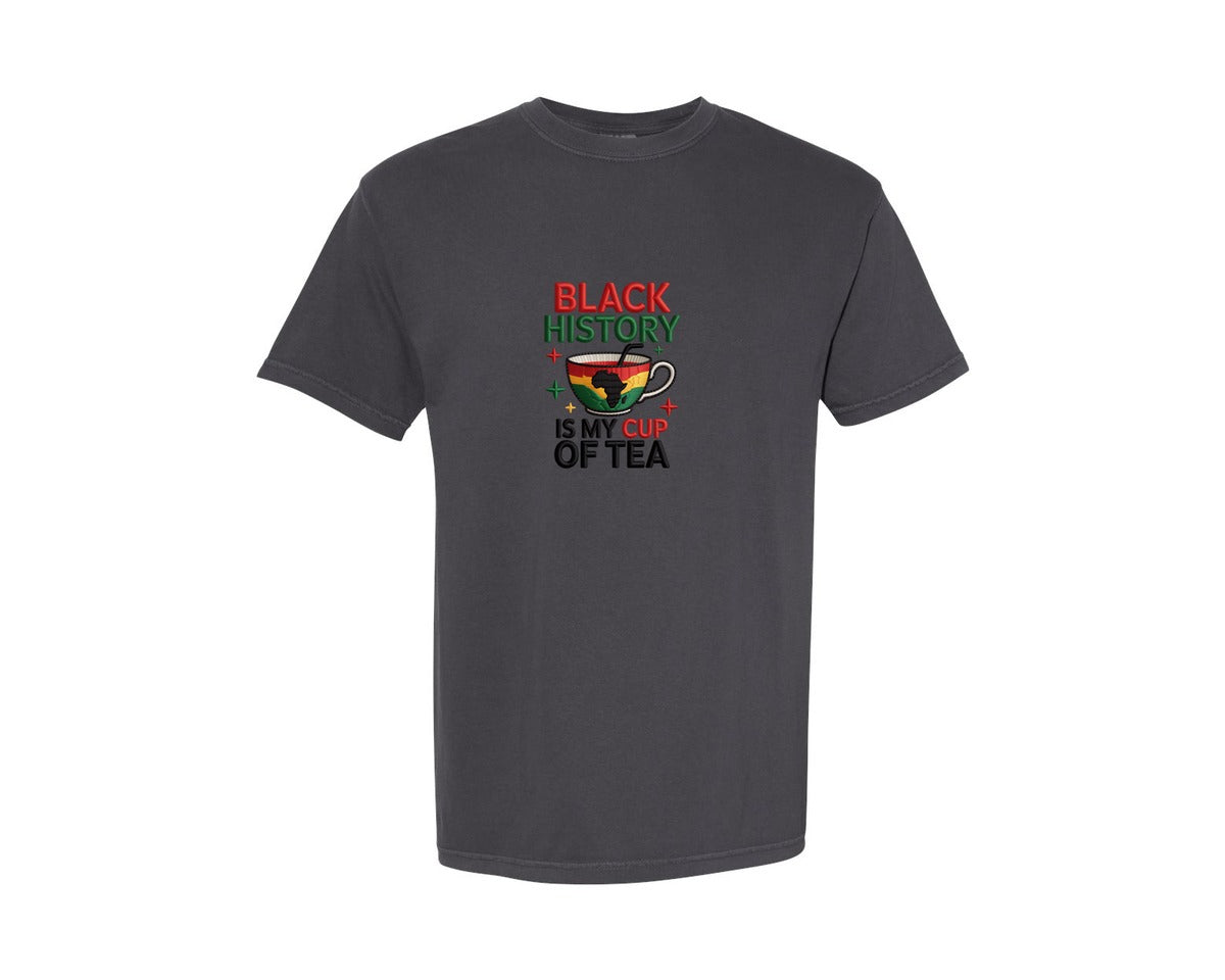 brand:Comfort Colors|color:Graphite|Black History Tea Design 2 Graphic T-Shirt