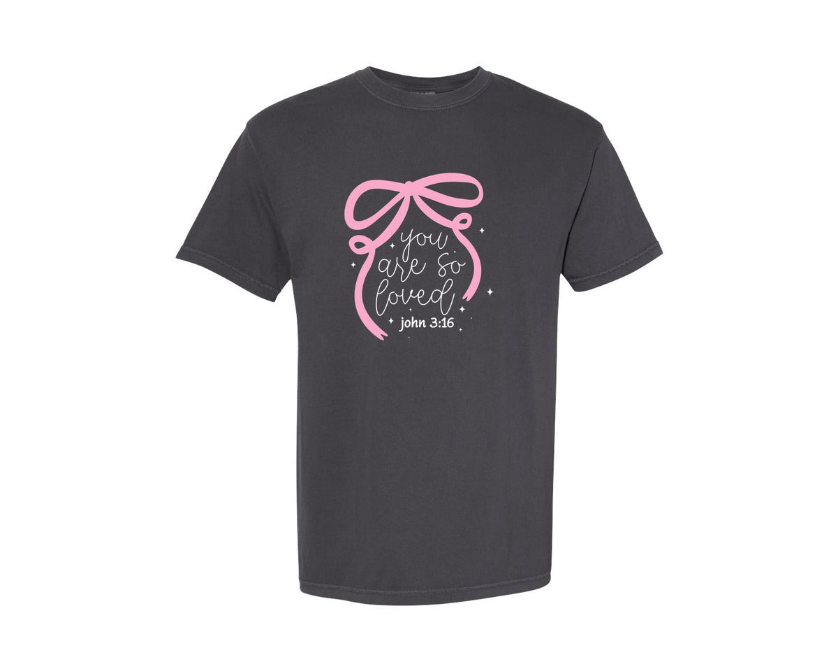 brand:Comfort Colors|color:Graphite|You Are So Loved John 316 God Graphic T-Shirt