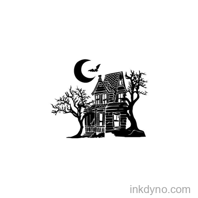 Silhouette of a Spooky House