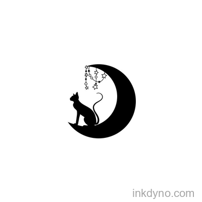 Silhouette of Cat Sitting on the Moon