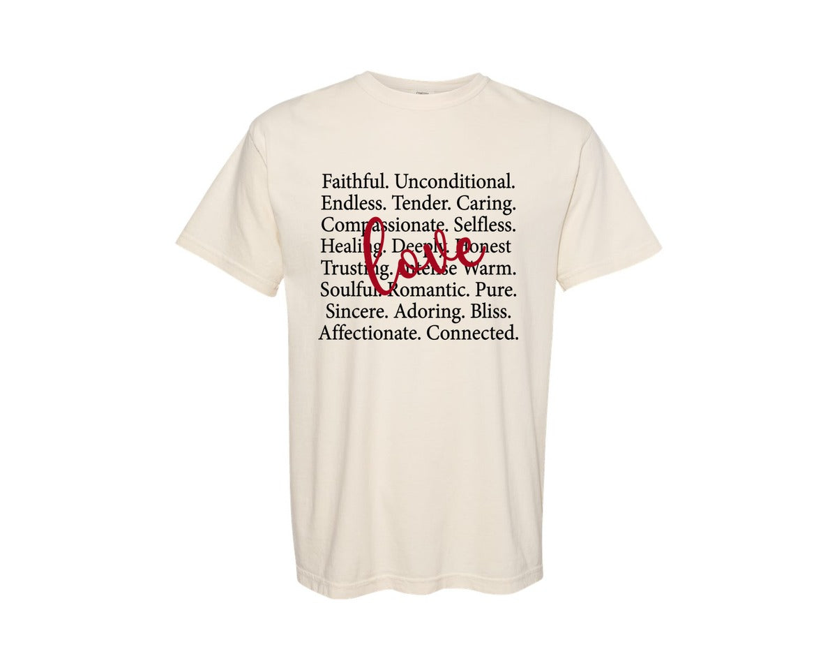 brand:Comfort Colors|color:Ivory|Love Words Valentine Quotes Graphic T-Shirt