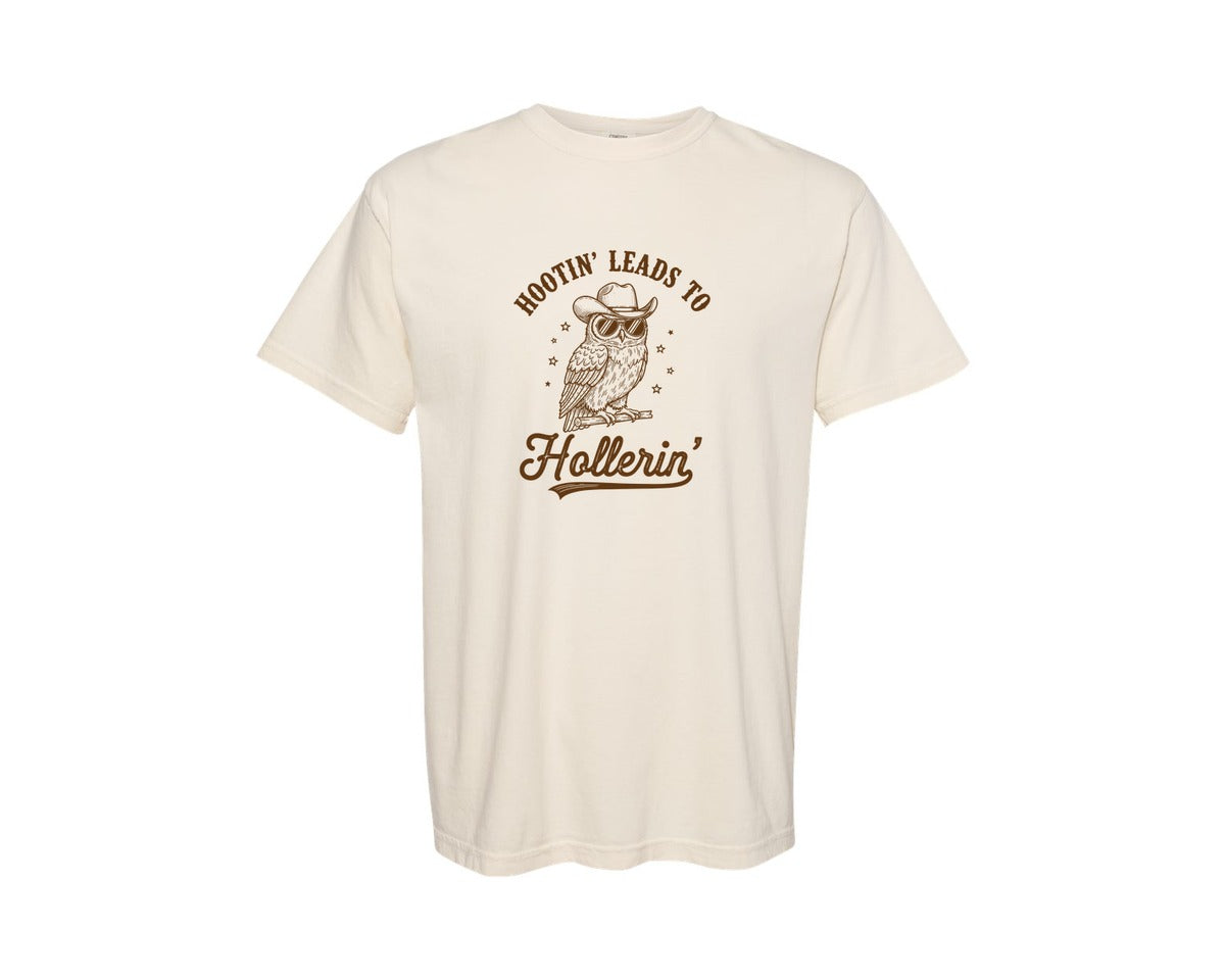 brand:Comfort Colors|color:Ivory|Hootin Leads To Hollerin 3 Graphic T-Shirt