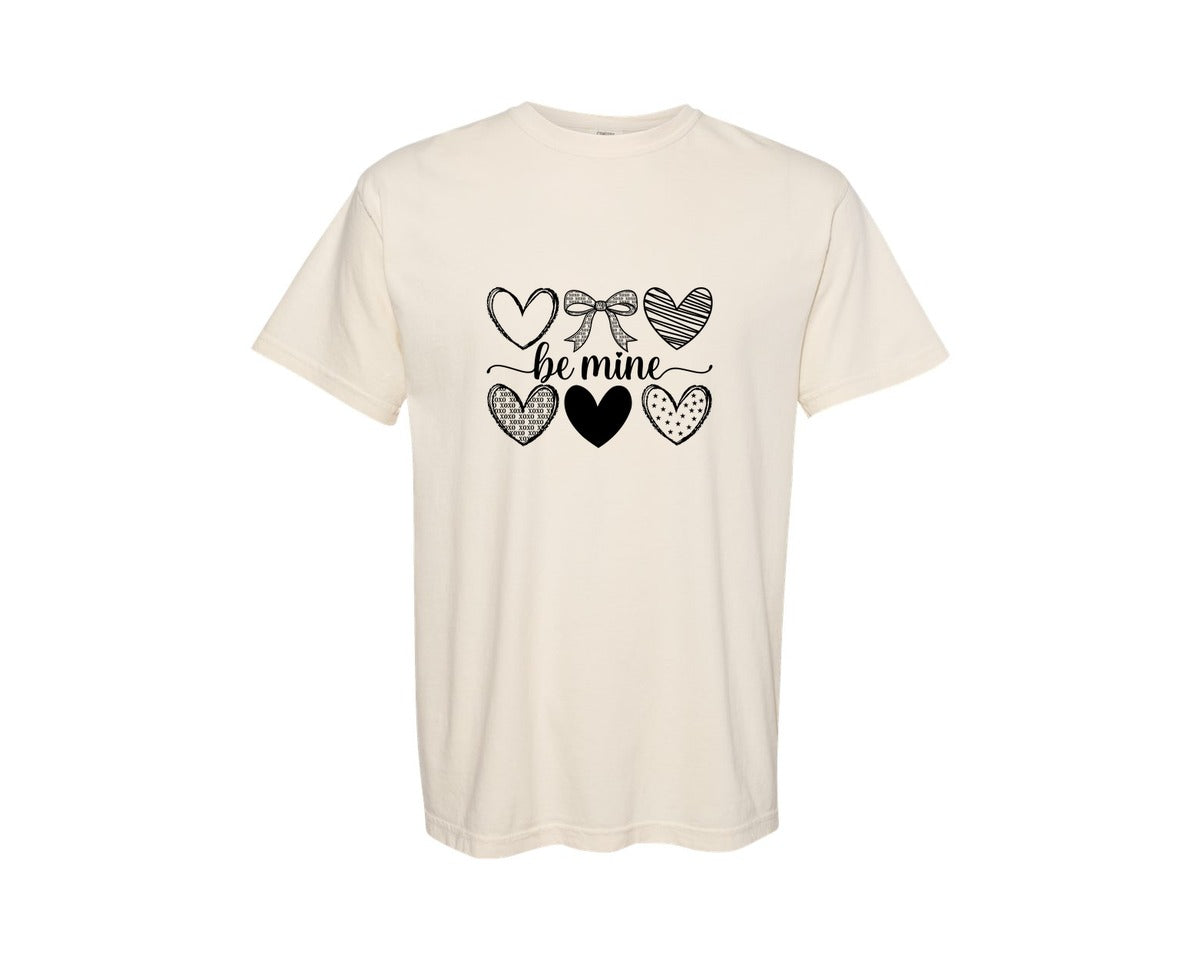 brand:Comfort Colors|color:Ivory|Be Mine Valentine Coquette Graphic T-Shirt