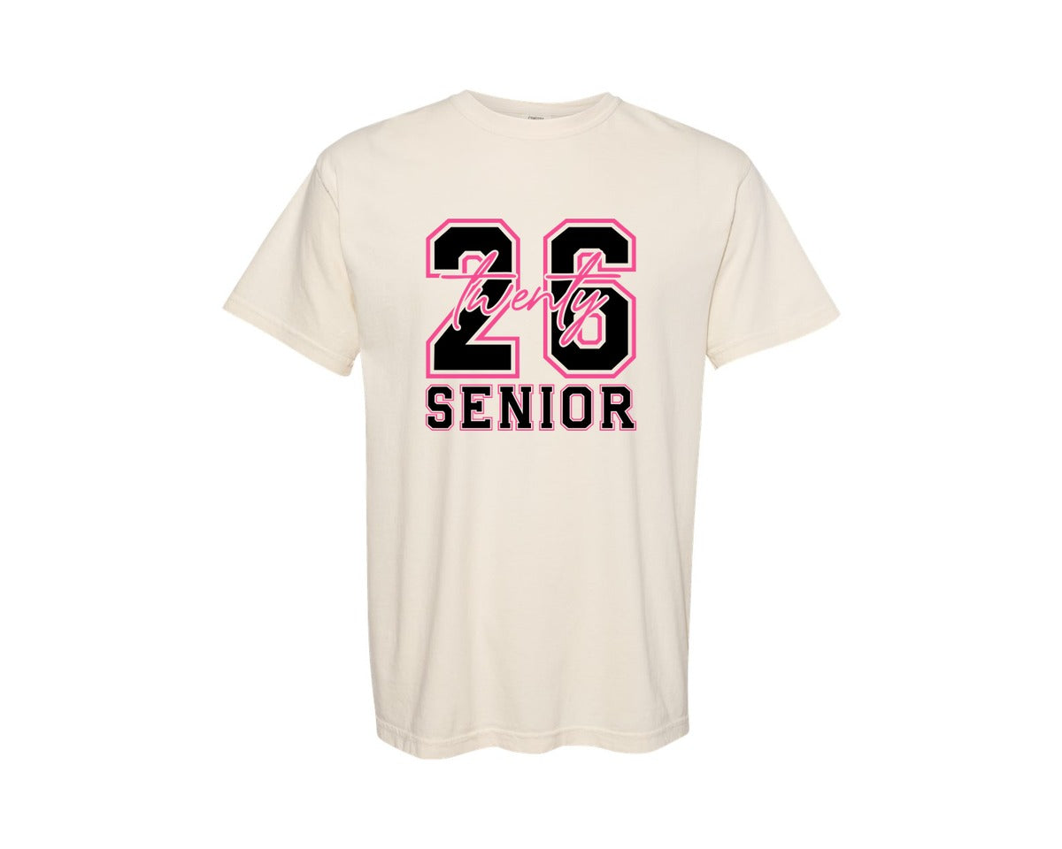 brand:Comfort Colors|color:Ivory|Senior 2026 Senior Coquette Bow 2 Graphic T-Shirt