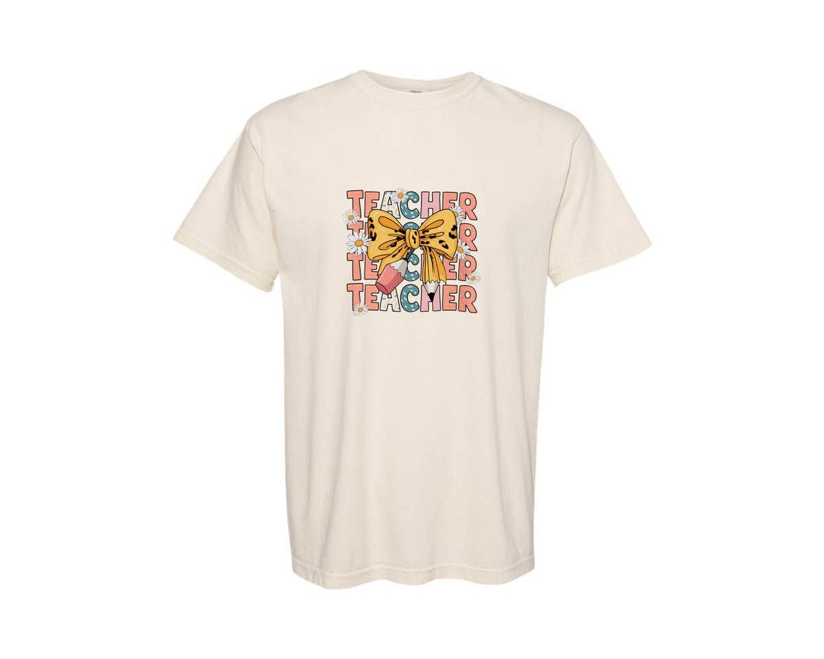 brand:Comfort Colors|color:Ivory|Coquette Teacher Back To School 39 Graphic T-Shirt
