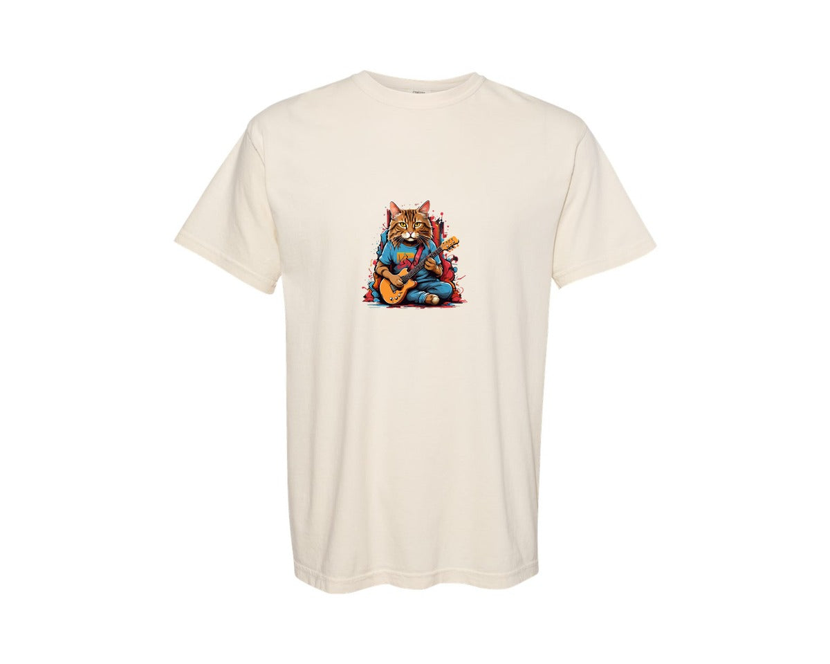 brand:Comfort Colors|color:Ivory|Watercolor Cat T Shirt For Women Cat 6 Graphic T-Shirt