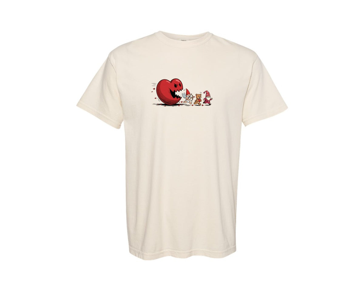 brand:Comfort Colors|color:Ivory|Heart Monster Cupid Gnome Valentines Graphic T-Shirt