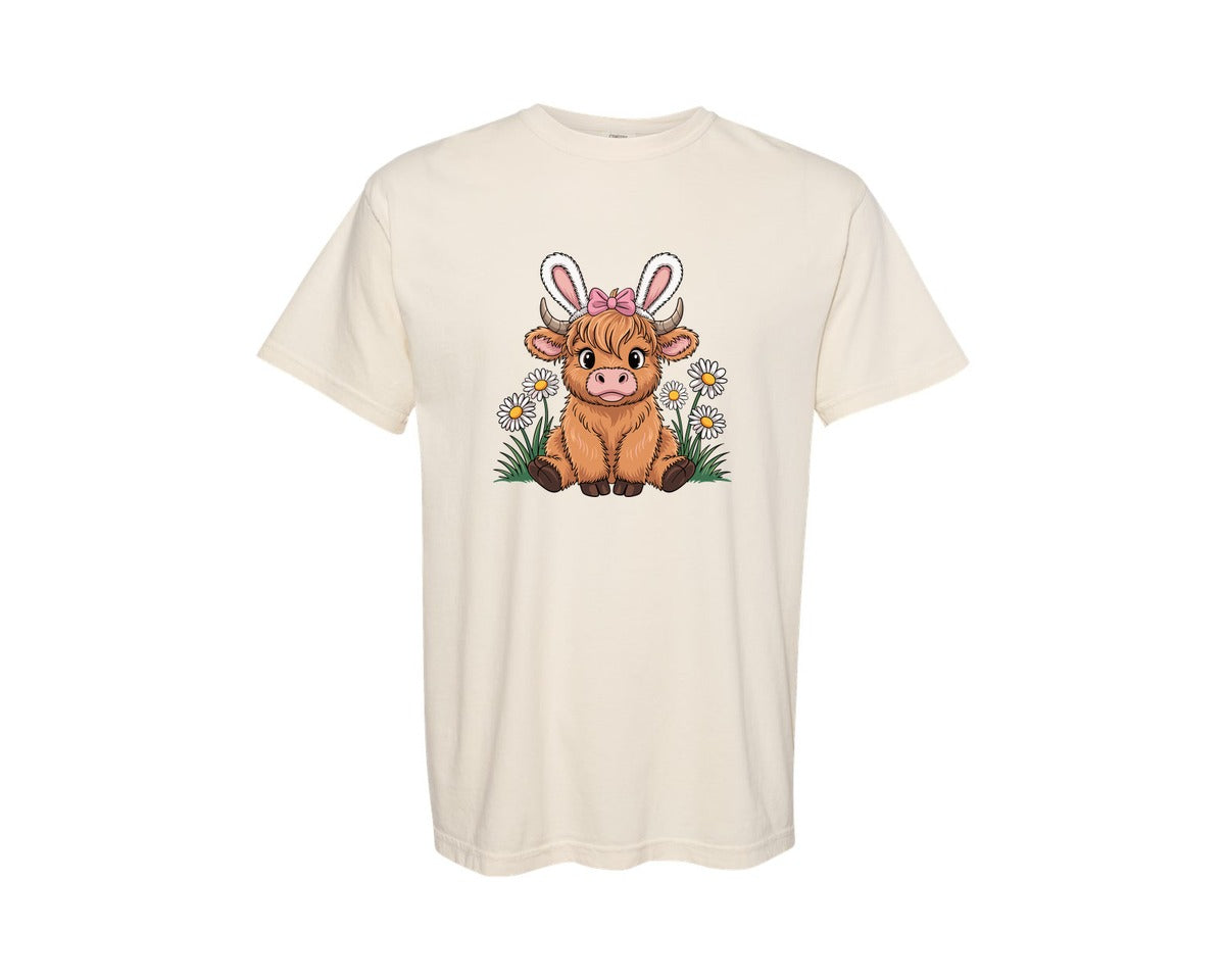 brand:Comfort Colors|color:Ivory|Cow Easter Graphic T-Shirt