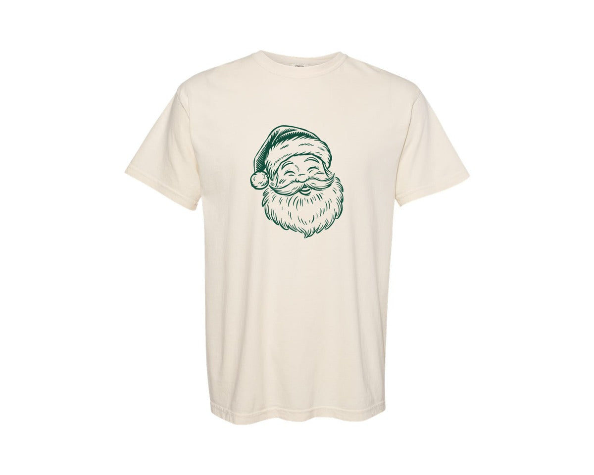 brand:Comfort Colors|color:Ivory|Hand Drawn Santa Graphic T-Shirt