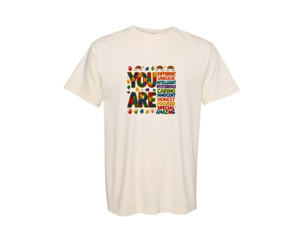 brand:Comfort Colors|color:Ivory|You Are Different Autism Awareness Shirt Graphic T-Shirt