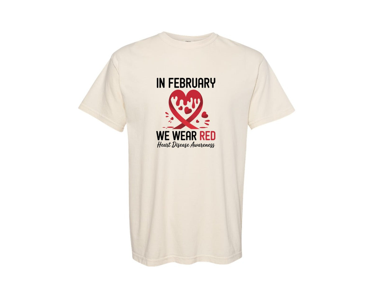 brand:Comfort Colors|color:Ivory|Wear Red Heart Awareness Graphic T-Shirt
