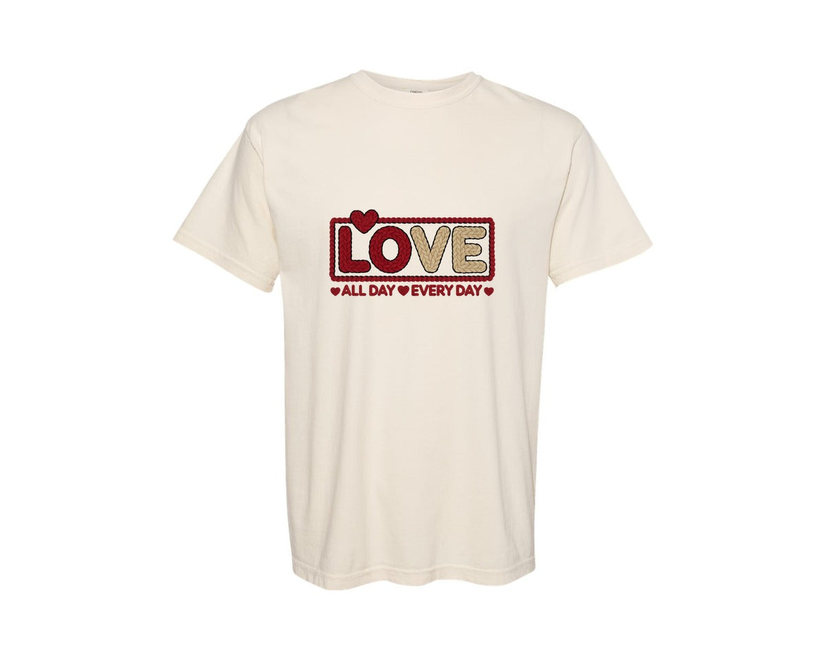 brand:Comfort Colors|color:Ivory|Faux Yarn Chunky Love Valentine 2 Graphic T-Shirt