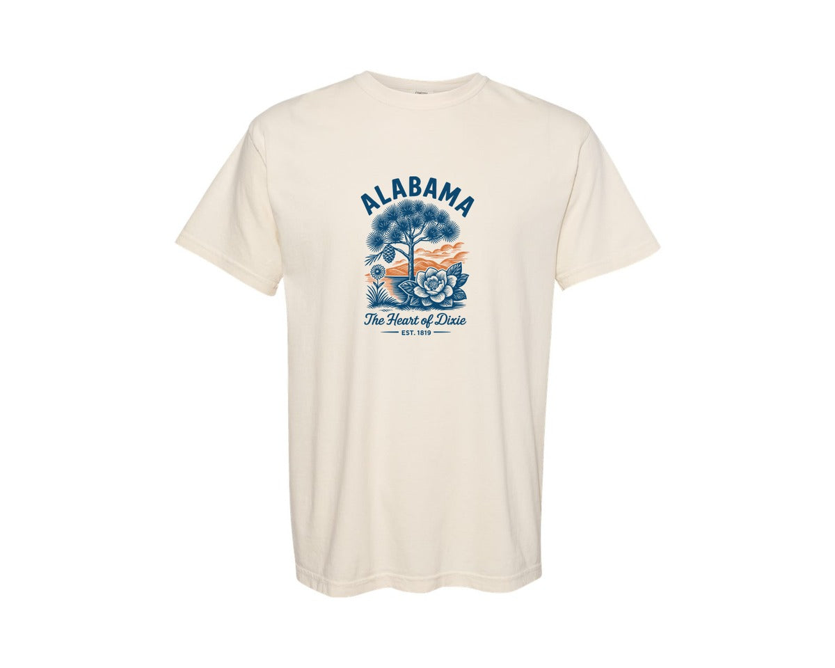 brand:Comfort Colors|color:Ivory|Alabama The Heart Of Dixie Graphic T-Shirt