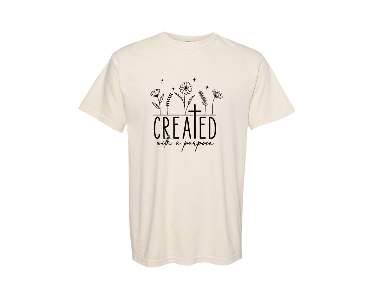 brand:Comfort Colors|color:Ivory|Created With A Purpose 4 Graphic T-Shirt