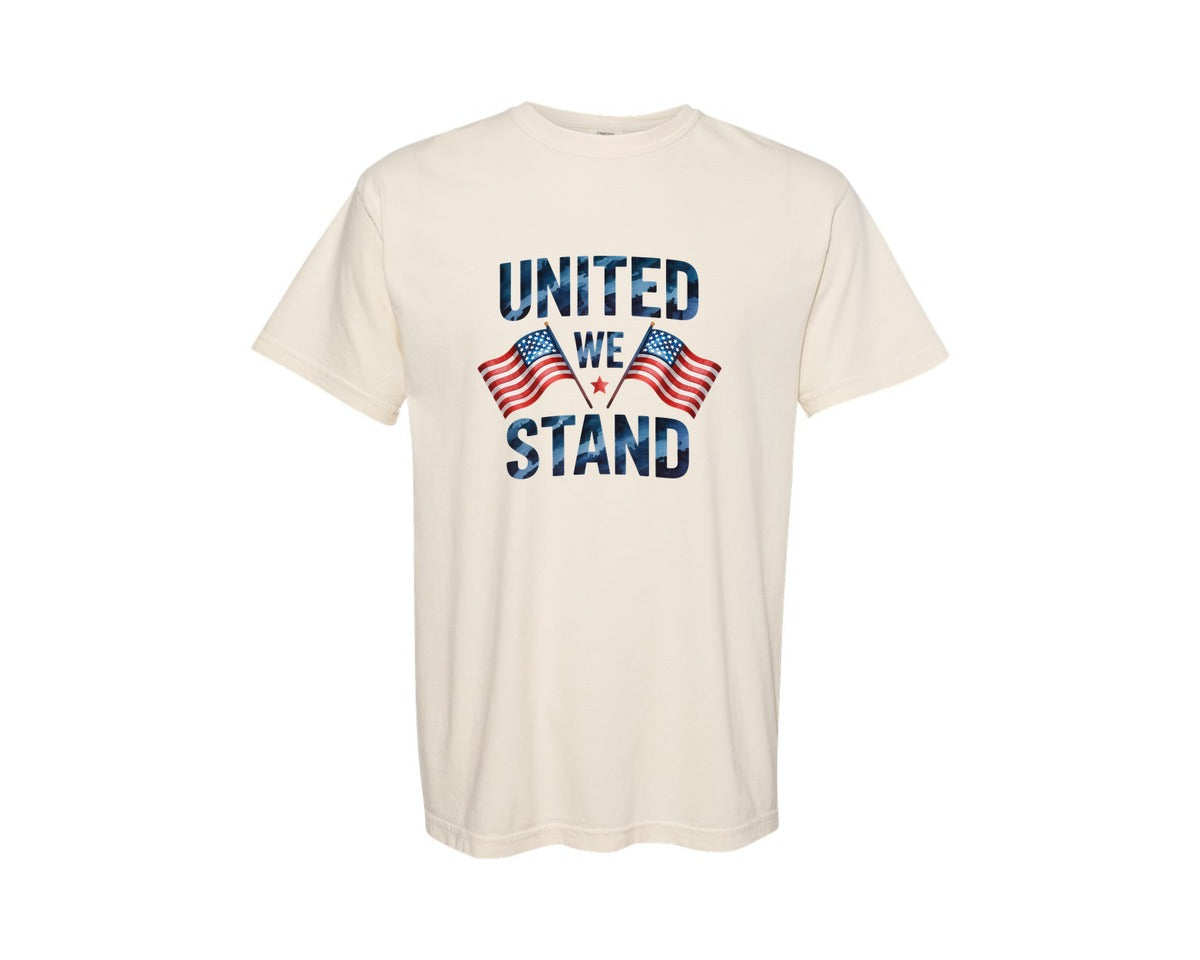 brand:Comfort Colors|color:Ivory|United We Stand American Flag Graphic T-Shirt