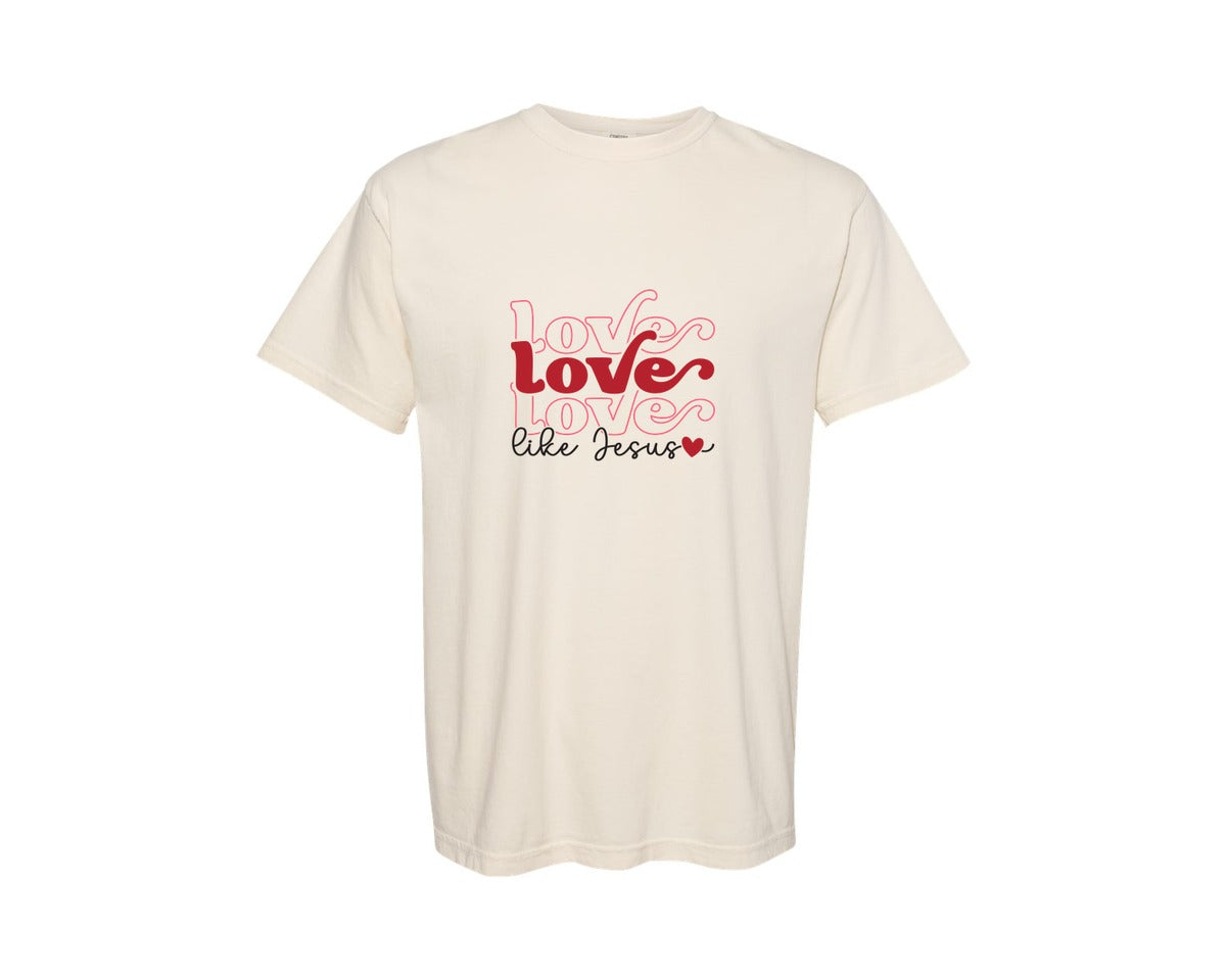 brand:Comfort Colors|color:Ivory|Love Like Jesus Faith Valentines Graphic T-Shirt