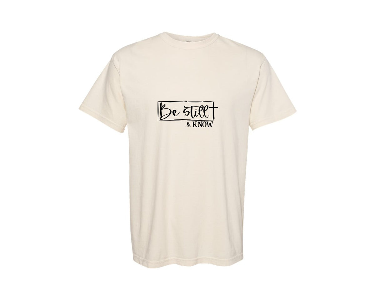 brand:Comfort Colors|color:Ivory|Be Still And Know Christian Graphic T-Shirt