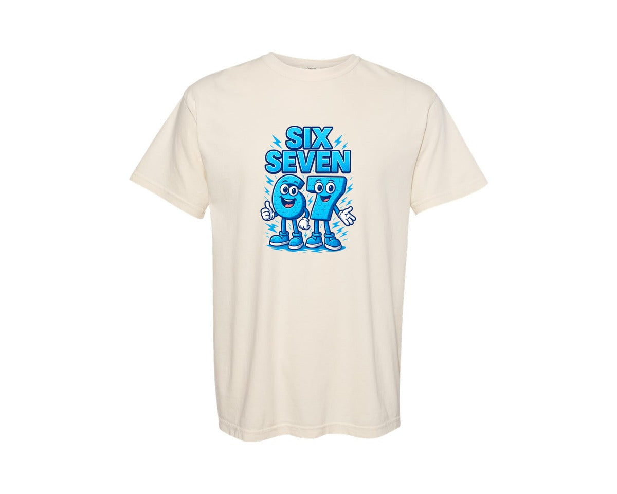 brand:Comfort Colors|color:Ivory|Six Seven 67 Cartoon Number Graphic T-Shirt