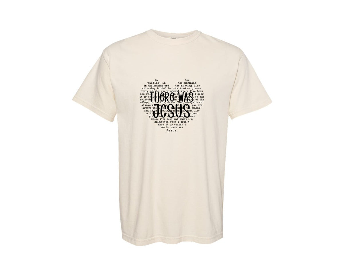 brand:Comfort Colors|color:Ivory|There Was Jesus Heart Shape Graphic T-Shirt