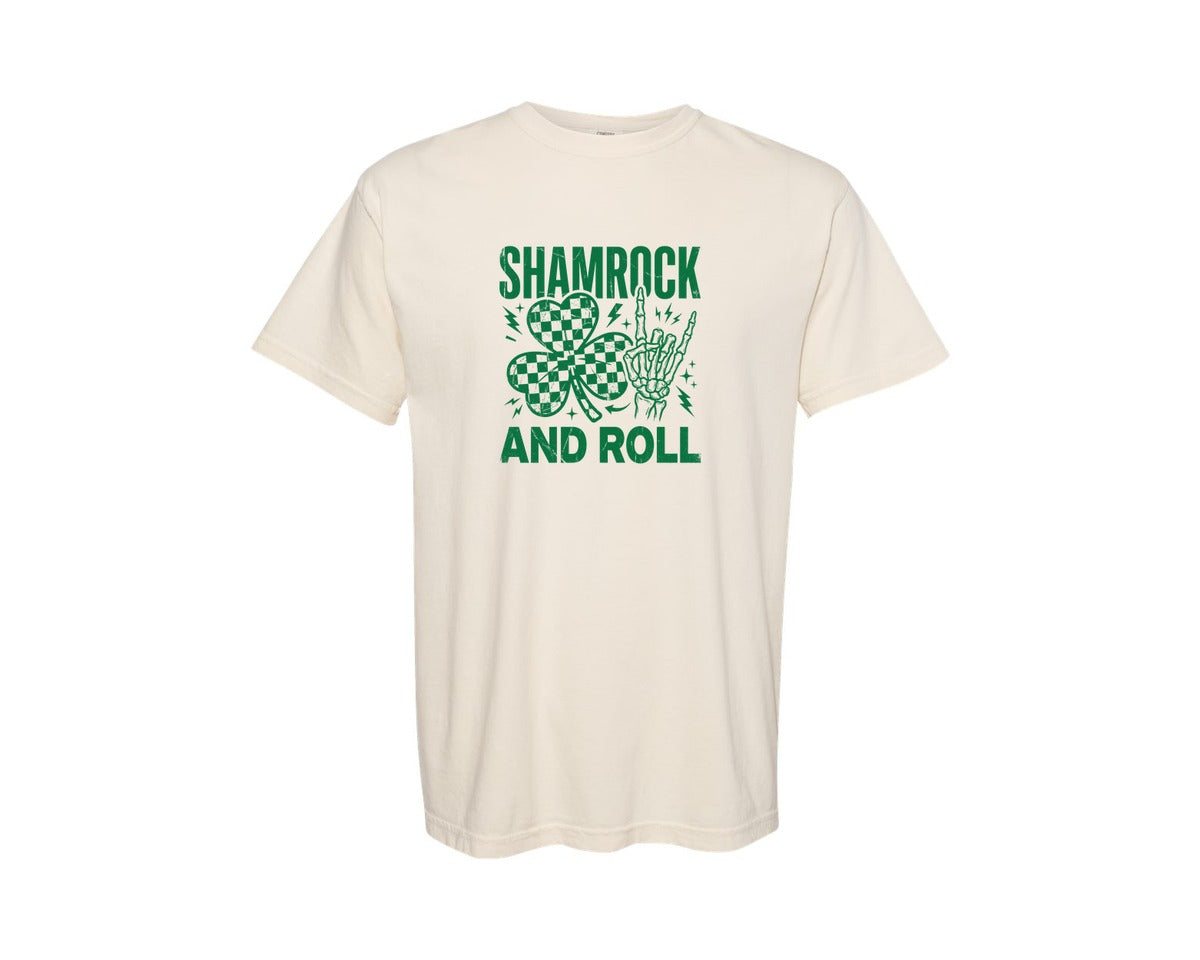 brand:Comfort Colors|color:Ivory|Shamrock And Roll St Patrick Graphic T-Shirt