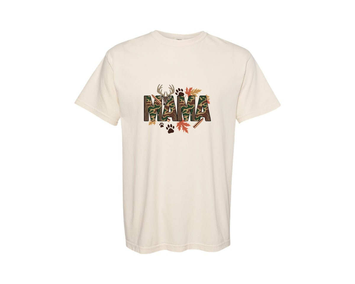 brand:Comfort Colors|color:Ivory|Preppy Hunting Mama Camo Shirt 2 Graphic T-Shirt
