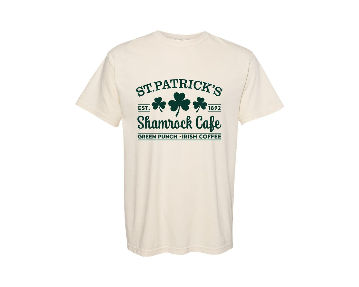 brand:Comfort Colors|color:Ivory|St Patricks Shamrock Cafe 3 Graphic T-Shirt