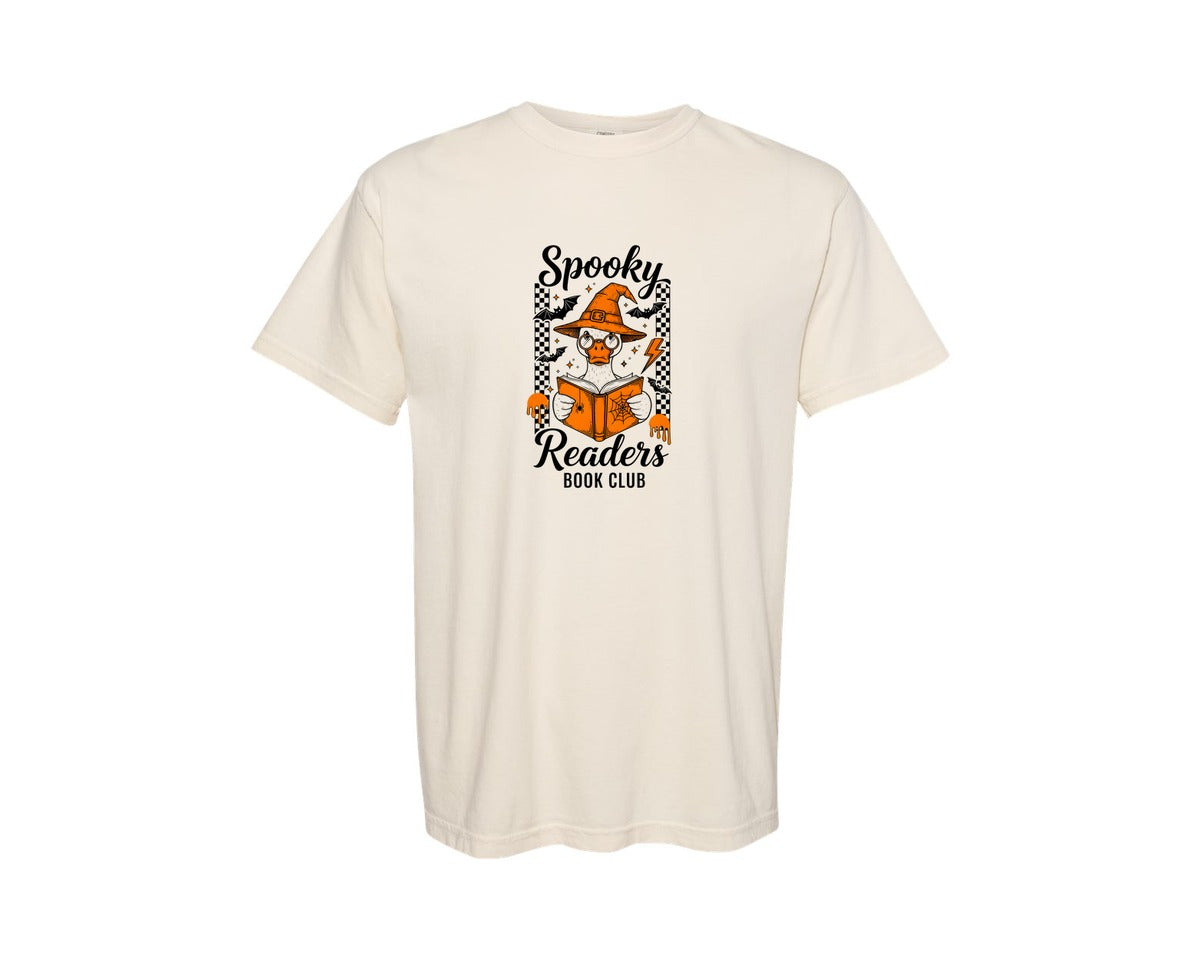 brand:Comfort Colors|color:Ivory|Goose Halloween Spooky Book Club Graphic T-Shirt